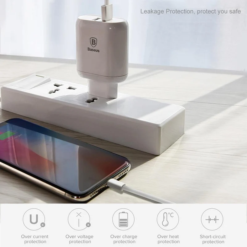 Baseus QC 3.0 Dual USB-Ladegerätadapter EU-Stecker Reisewand Schnellladegerät für iPhone Samsung Xiaomi Handyladegerät