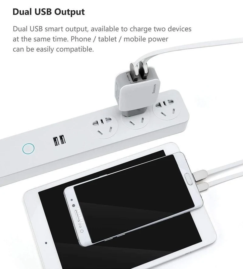 Baseus 2 USB EU-Ladestecker für Samsung Huawei Xiaomi Dual USB-Anschluss Reiseladegerät Handy USB-Ladeadapter 5V2.4A