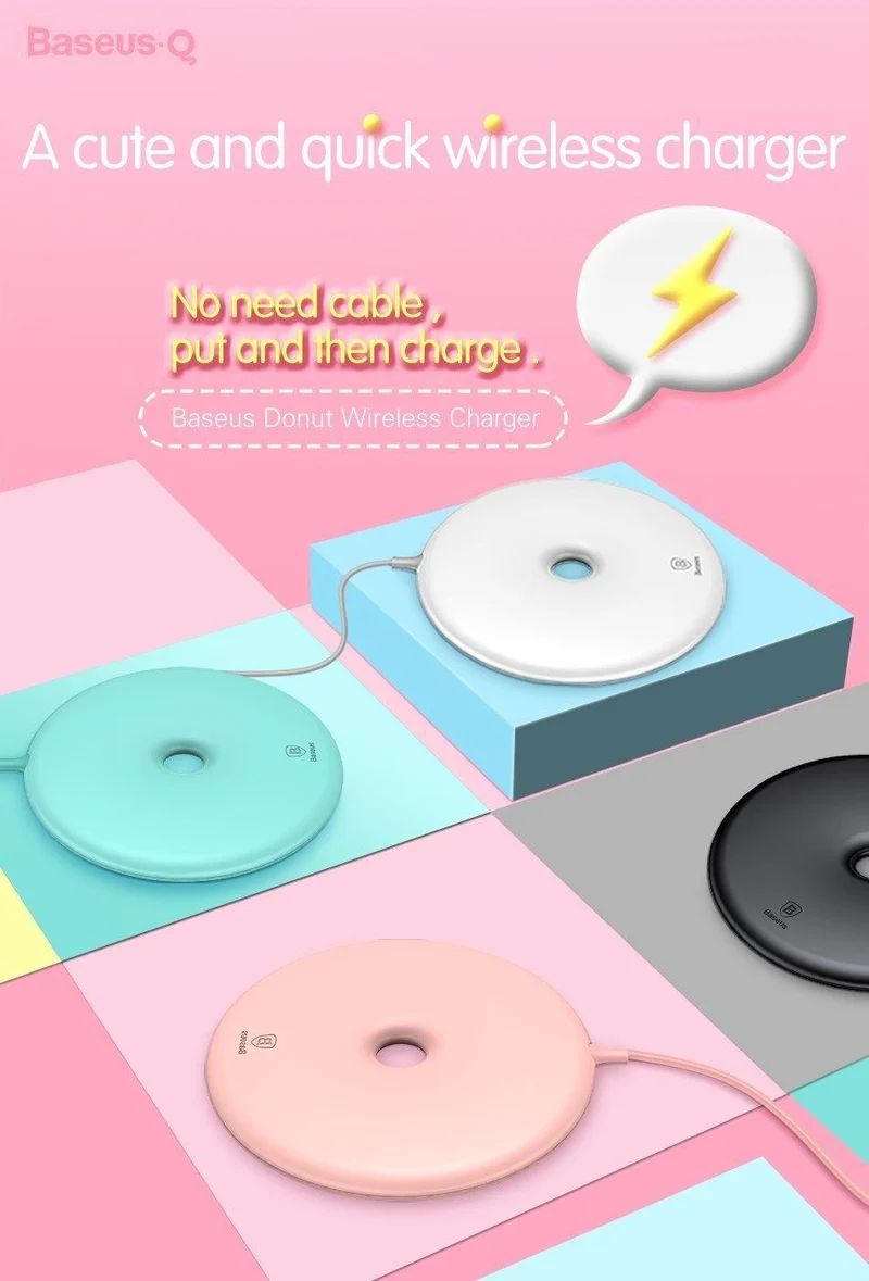 Baseus Donut Wireless Charger für iPhone X 8 Samsung Note8 S8 S9 S9+ S7 15W Wireless Qi Schnellladegerät für Mobiltelefone