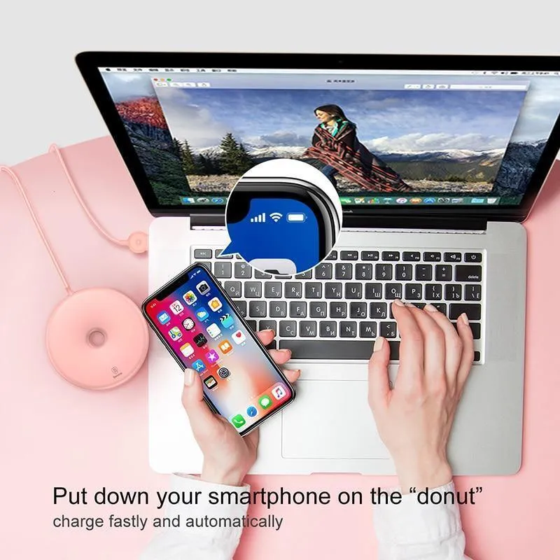 Baseus Donut Wireless Charger für iPhone X 8 Samsung Note8 S8 S9 S9+ S7 15W Wireless Qi Schnellladegerät für Mobiltelefone
