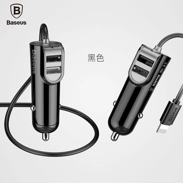 Baseus 3in1 5.5A USB Autoladegerät für iPhone X 8 Samsung Handyladegerät 3 Ports USB-Schnellautoladegerät & 1m Kabel für iPhone