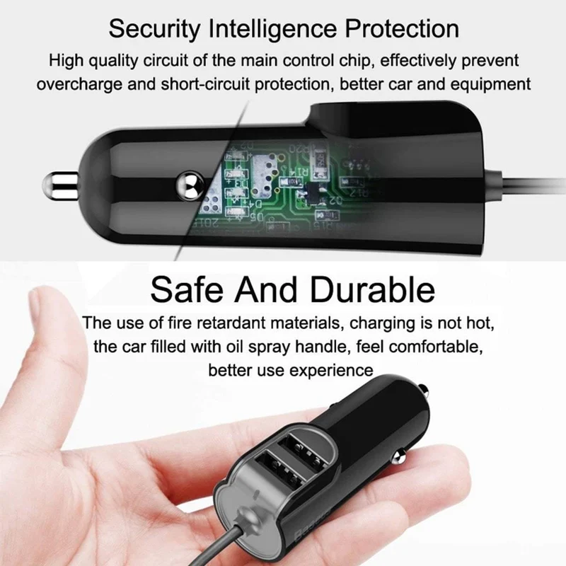 Baseus 3in1 5.5A USB Autoladegerät für iPhone X 8 Samsung Handyladegerät 3 Ports USB-Schnellautoladegerät & 1m Kabel für iPhone