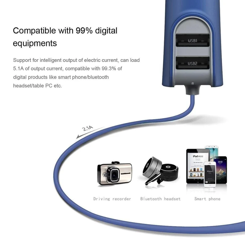 Baseus 3in1 5.5A USB Autoladegerät für iPhone X 8 Samsung Handyladegerät 3 Ports USB-Schnellautoladegerät & 1m Kabel für iPhone