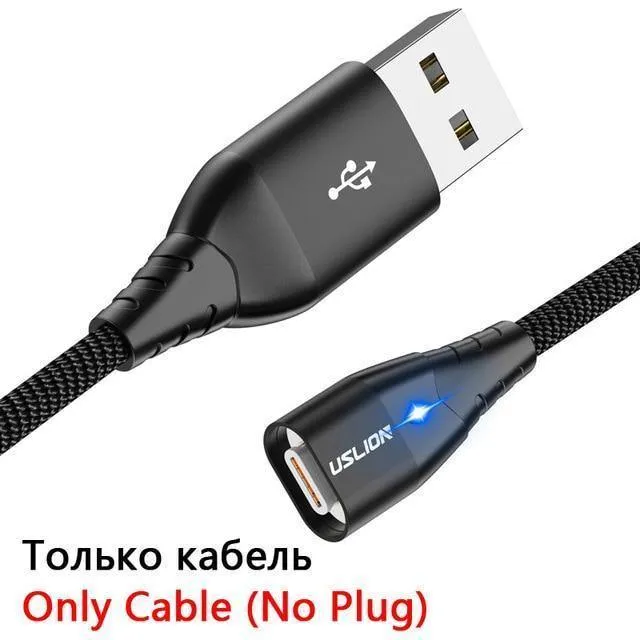 USLION LED Magnetisches USB-Kabel Schnelles Micro-USB Typ-C Magnetladegerät USB-C Datenkabel für Samsung Xiaomi Handy-Ladekabel