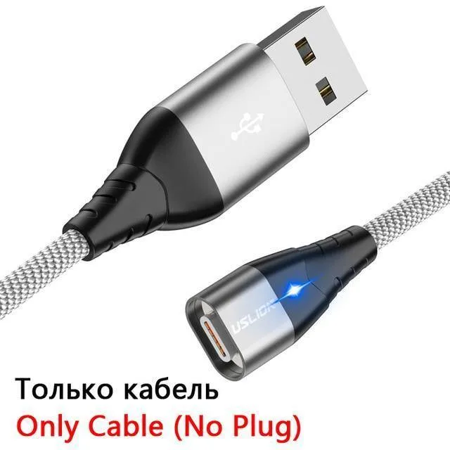 USLION LED Magnetisches USB-Kabel Schnelles Micro-USB Typ-C Magnetladegerät USB-C Datenkabel für Samsung Xiaomi Handy-Ladekabel
