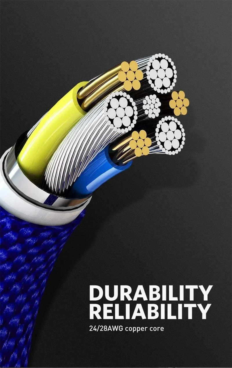 USLION LED Magnetisches USB-Kabel Schnelles Micro-USB Typ-C Magnetladegerät USB-C Datenkabel für Samsung Xiaomi Handy-Ladekabel