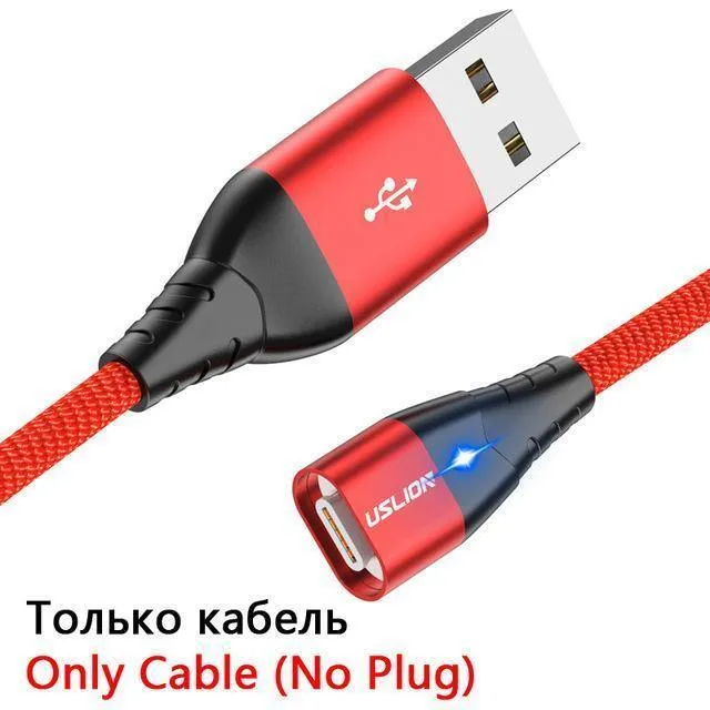USLION LED Magnetisches USB-Kabel Schnelles Micro-USB Typ-C Magnetladegerät USB-C Datenkabel für Samsung Xiaomi Handy-Ladekabel
