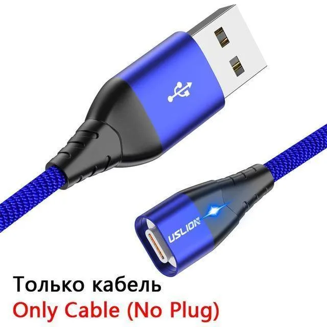 USLION LED Magnetisches USB-Kabel Schnelles Micro-USB Typ-C Magnetladegerät USB-C Datenkabel für Samsung Xiaomi Handy-Ladekabel