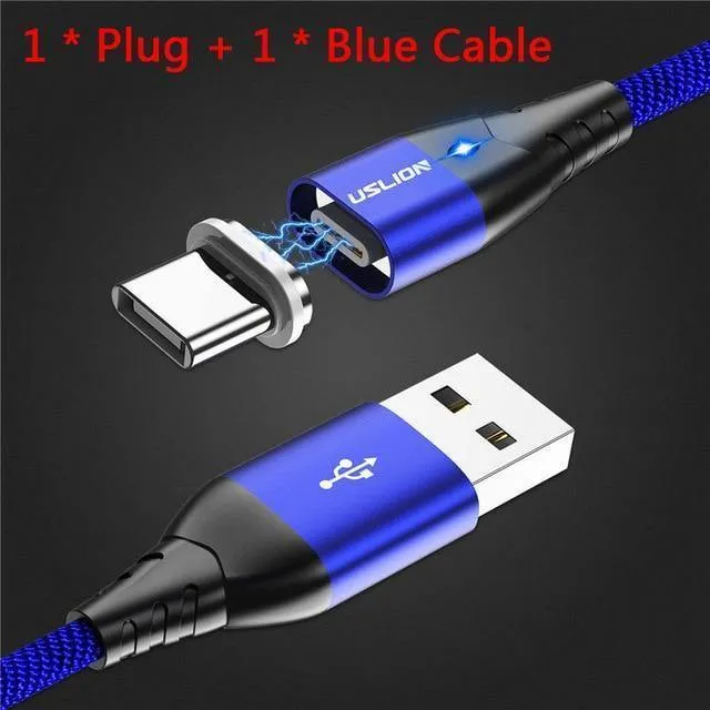 USLION LED Magnetisches USB-Kabel Schnelles Micro-USB Typ-C Magnetladegerät USB-C Datenkabel für Samsung Xiaomi Handy-Ladekabel