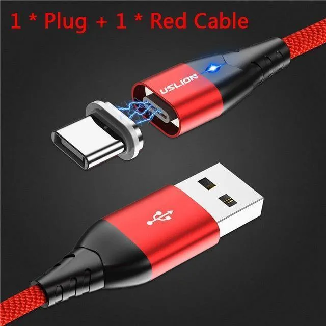 USLION LED Magnetisches USB-Kabel Schnelles Micro-USB Typ-C Magnetladegerät USB-C Datenkabel für Samsung Xiaomi Handy-Ladekabel
