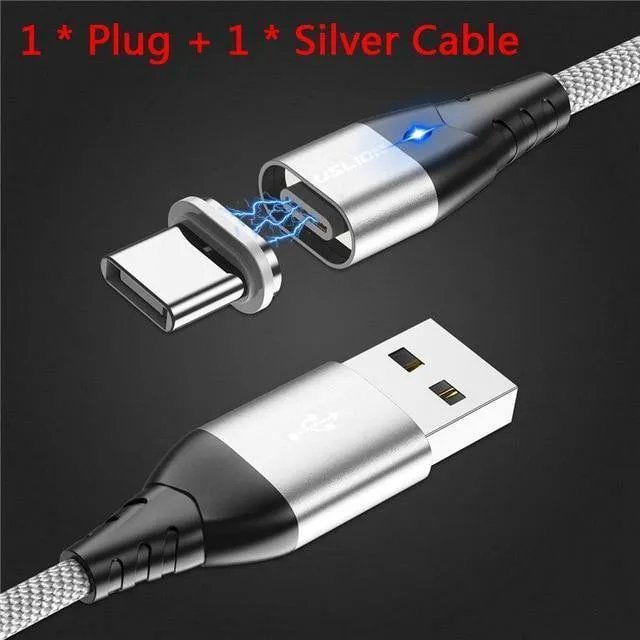 USLION LED Magnetisches USB-Kabel Schnelles Micro-USB Typ-C Magnetladegerät USB-C Datenkabel für Samsung Xiaomi Handy-Ladekabel
