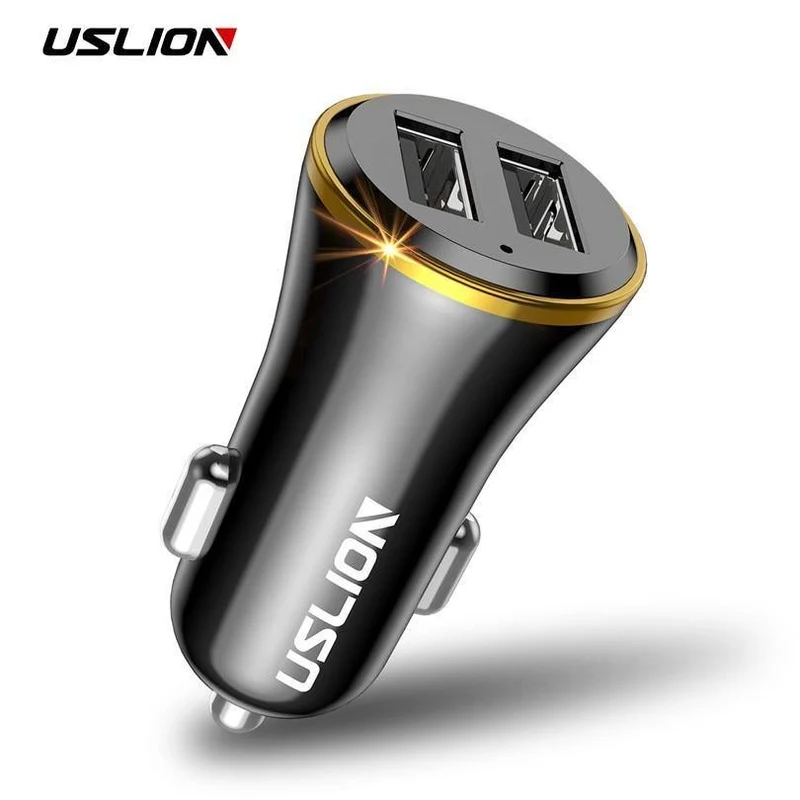 USLION Mini Dual USB Autoladegerät für Telefon 2 Port USB Fast Car-Charger für iPhone 7 XR XS MAX Autotelefonladegerät-Adapter im Auto