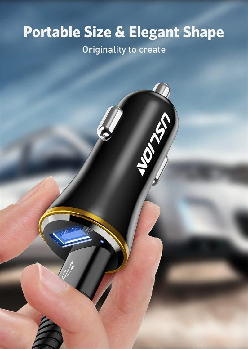 USLION Mini Dual USB Autoladegerät für Telefon 2 Port USB Fast Car-Charger für iPhone 7 XR XS MAX Autotelefonladegerät-Adapter im Auto