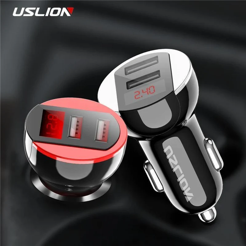 USLION USB-Autoladegerät für Handy, Tablet, GPS, 3.1A, LED-Anzeige, Schnellladefunktion, Dual-USB-Autotelefonladegerät-Adapter im Auto