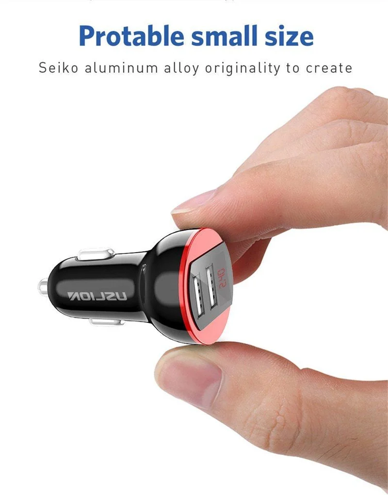 USLION USB-Autoladegerät für Handy, Tablet, GPS, 3.1A, LED-Anzeige, Schnellladefunktion, Dual-USB-Autotelefonladegerät-Adapter im Auto