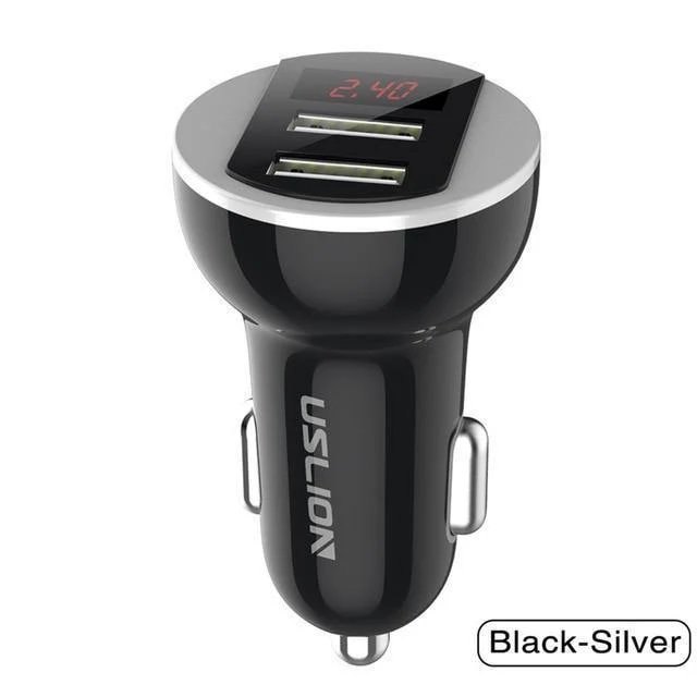 USLION USB-Autoladegerät für Handy, Tablet, GPS, 3.1A, LED-Anzeige, Schnellladefunktion, Dual-USB-Autotelefonladegerät-Adapter im Auto