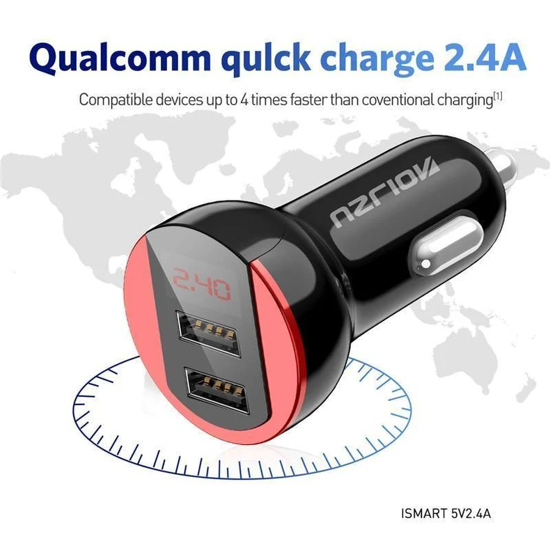 USLION USB-Autoladegerät für Handy, Tablet, GPS, 3.1A, LED-Anzeige, Schnellladefunktion, Dual-USB-Autotelefonladegerät-Adapter im Auto