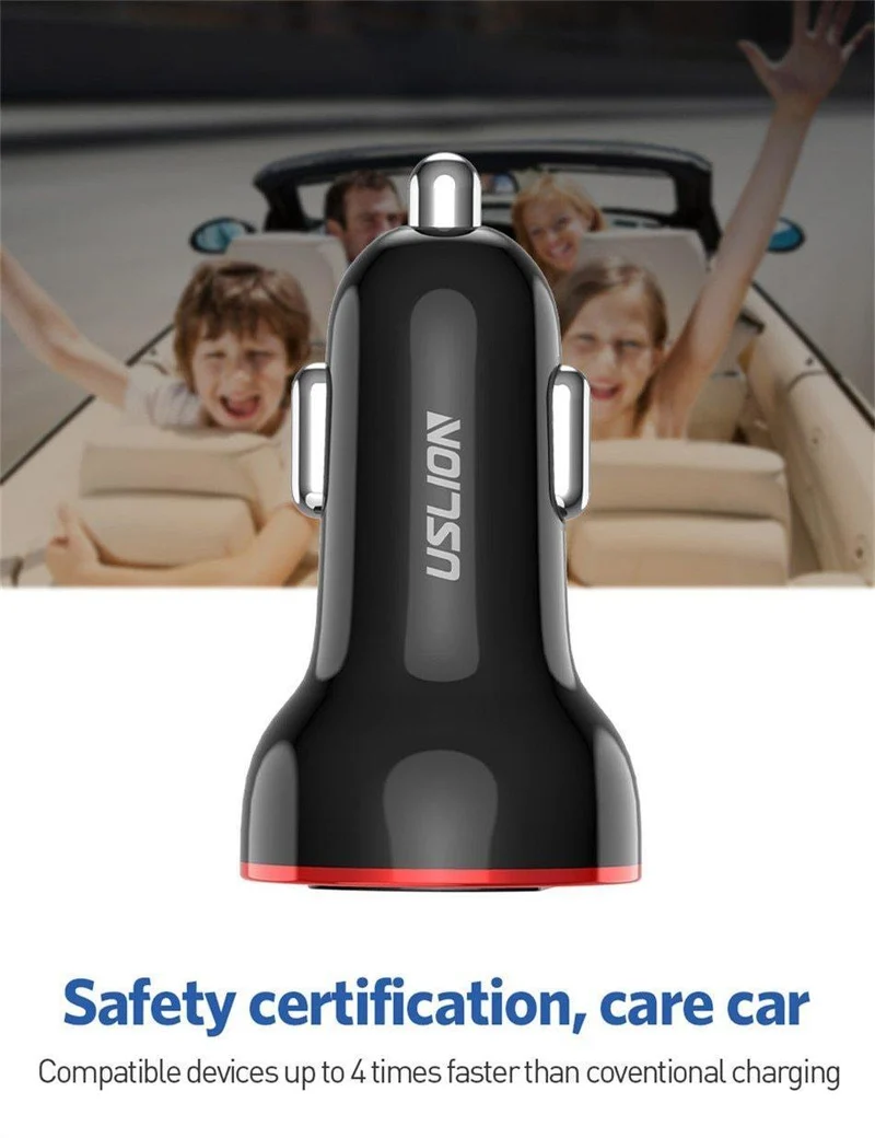 USLION USB-Autoladegerät für Handy, Tablet, GPS, 3.1A, LED-Anzeige, Schnellladefunktion, Dual-USB-Autotelefonladegerät-Adapter im Auto