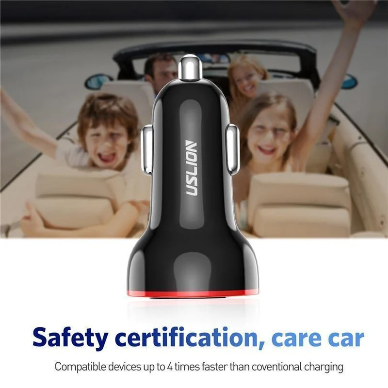 USLION USB-Autoladegerät für Handy, Tablet, GPS, 3.1A, LED-Anzeige, Schnellladefunktion, Dual-USB-Autotelefonladegerät-Adapter im Auto
