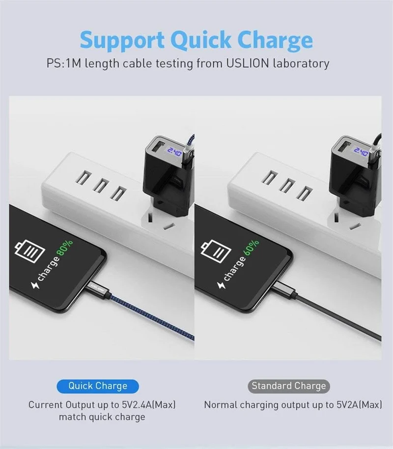 USLION USB Typ C Kabel für Samsung Galaxy S9 S8 Huawei Oneplus 6 Schnelle Lade USB C Kabel Daten Sync Typ-C Telefon Ladekabel
