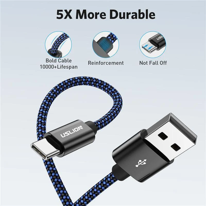 USLION USB Typ C Kabel für Samsung Galaxy S9 S8 Huawei Oneplus 6 Schnelle Lade USB C Kabel Daten Sync Typ-C Telefon Ladekabel