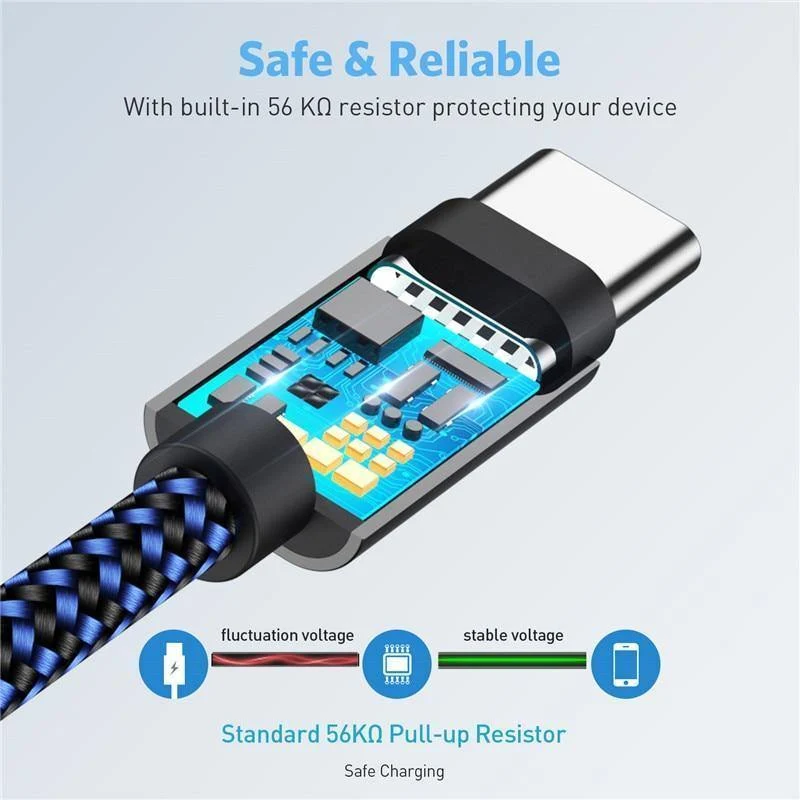USLION USB Typ C Kabel für Samsung Galaxy S9 S8 Huawei Oneplus 6 Schnelle Lade USB C Kabel Daten Sync Typ-C Telefon Ladekabel