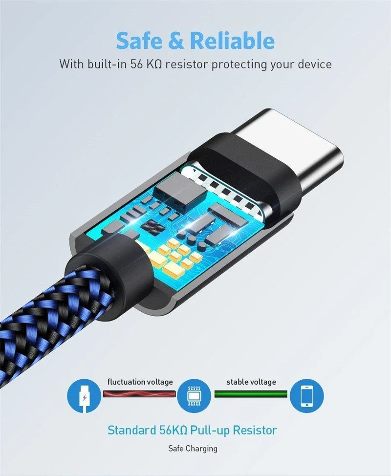 USLION USB Typ C Kabel für Samsung Galaxy S9 S8 Huawei Oneplus 6 Schnelle Lade USB C Kabel Daten Sync Typ-C Telefon Ladekabel