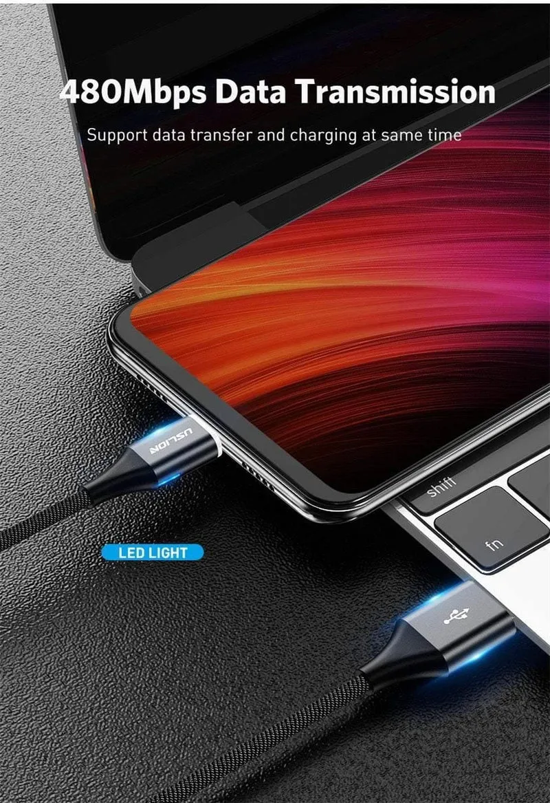 USLION 3A Magnetkabel USB Typ C Micro USB Kabel für Samsung Xiaomi Huawei 1M Schnellladung USB C Telefon Magnet Ladegerät Cabo