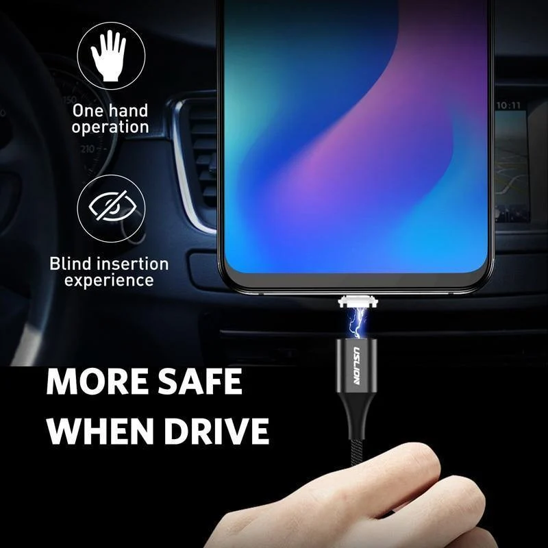 USLION 3A Magnetkabel USB Typ C Micro USB Kabel für Samsung Xiaomi Huawei 1M Schnellladung USB C Telefon Magnet Ladegerät Cabo