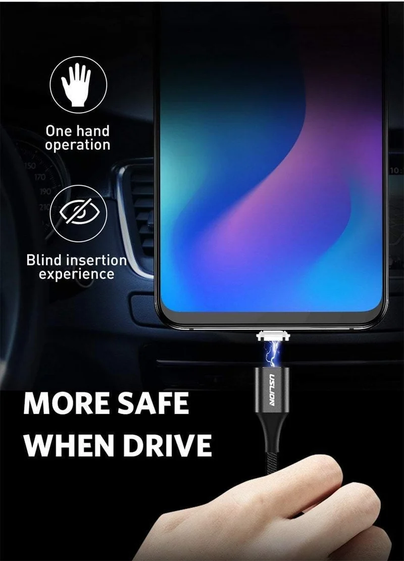 USLION 3A Magnetkabel USB Typ C Micro USB Kabel für Samsung Xiaomi Huawei 1M Schnellladung USB C Telefon Magnet Ladegerät Cabo