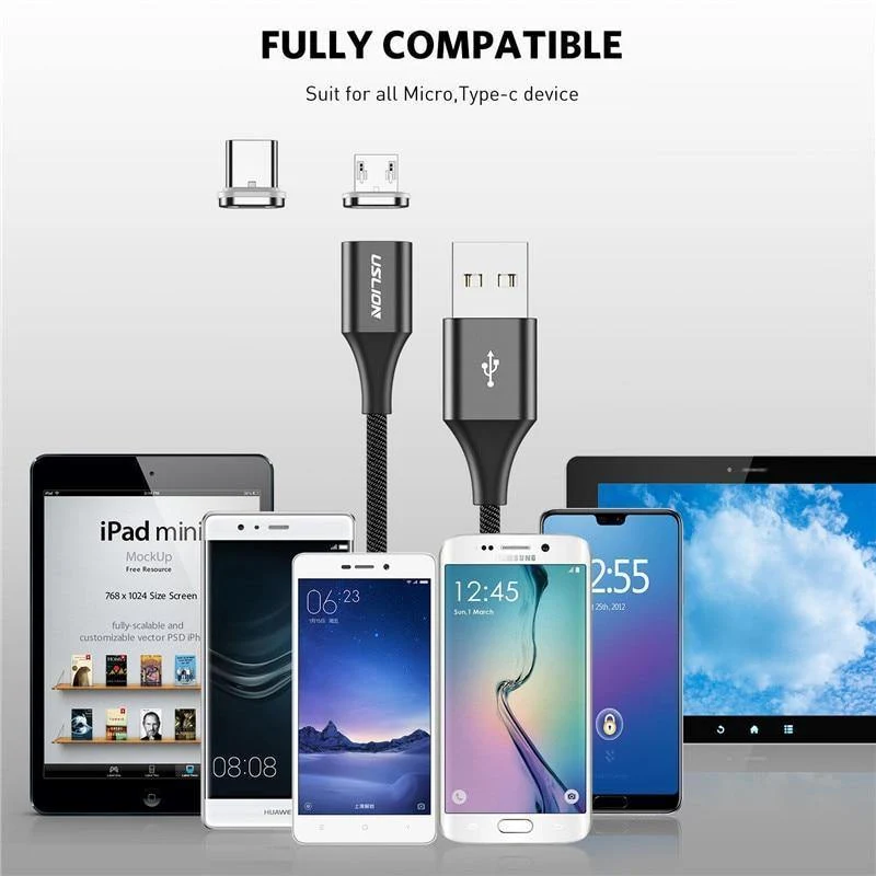 USLION 3A Magnetkabel USB Typ C Micro USB Kabel für Samsung Xiaomi Huawei 1M Schnellladung USB C Telefon Magnet Ladegerät Cabo