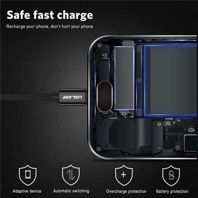 USLION Micro-USB-Kabel 2A USB-Schnellladekabel für Samsung Huawei Xiaomi LG Andriod Micro-USB-Handy-Ladekabel