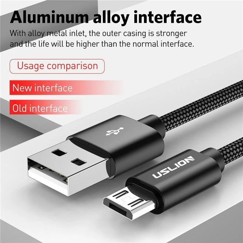 USLION Micro-USB-Kabel 2A USB-Schnellladekabel für Samsung Huawei Xiaomi LG Andriod Micro-USB-Handy-Ladekabel