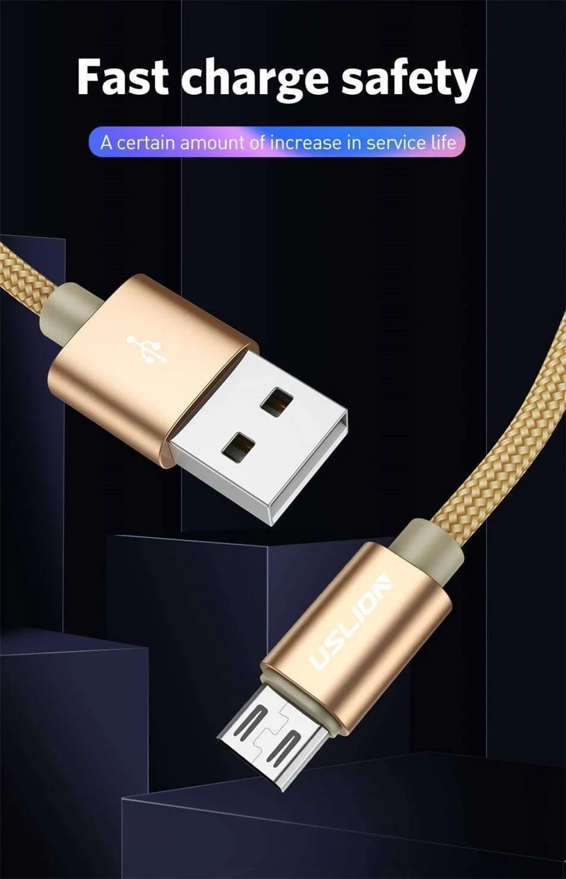USLION Micro-USB-Kabel 2A USB-Schnellladekabel für Samsung Huawei Xiaomi LG Andriod Micro-USB-Handy-Ladekabel
