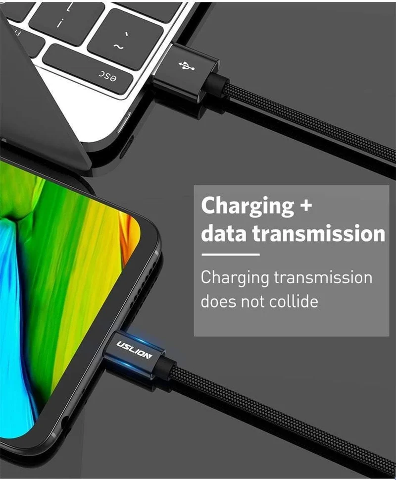 USLION Micro-USB-Kabel 2A USB-Schnellladekabel für Samsung Huawei Xiaomi LG Andriod Micro-USB-Handy-Ladekabel