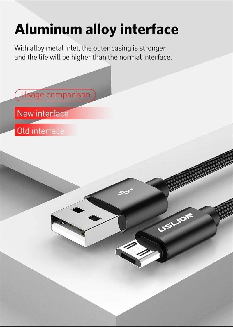 USLION Micro-USB-Kabel 2A USB-Schnellladekabel für Samsung Huawei Xiaomi LG Andriod Micro-USB-Handy-Ladekabel