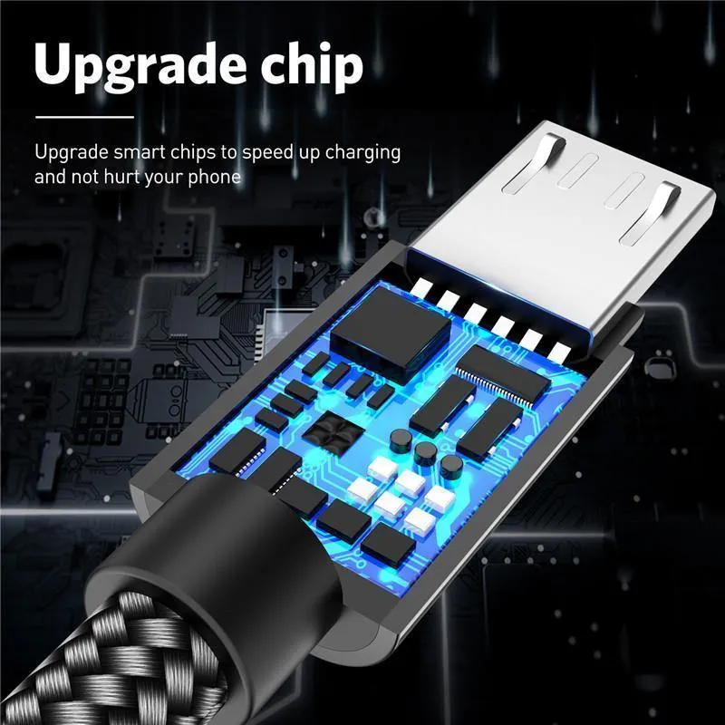 USLION Micro-USB-Kabel 2A USB-Schnellladekabel für Samsung Huawei Xiaomi LG Andriod Micro-USB-Handy-Ladekabel