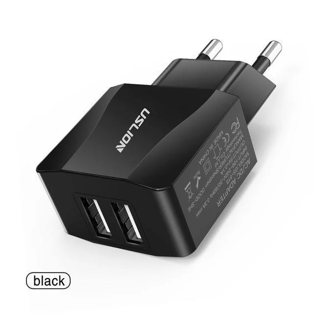 USLION Dual USB Ladegerät Handy EU Ladegerät Stecker Adapter Wand ladegerät kabel für iPhone iPad Samsung Xiaomi 2A Schnelle lade