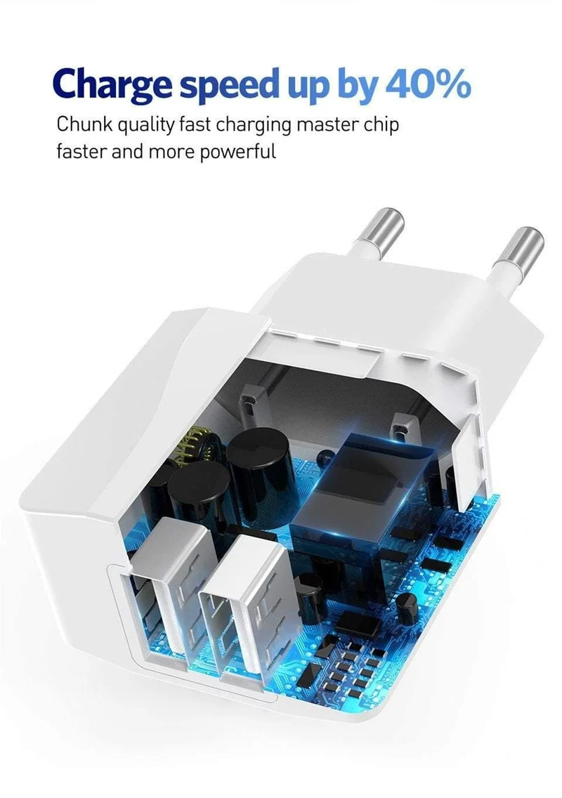 USLION Dual USB Ladegerät Handy EU Ladegerät Stecker Adapter Wand ladegerät kabel für iPhone iPad Samsung Xiaomi 2A Schnelle lade