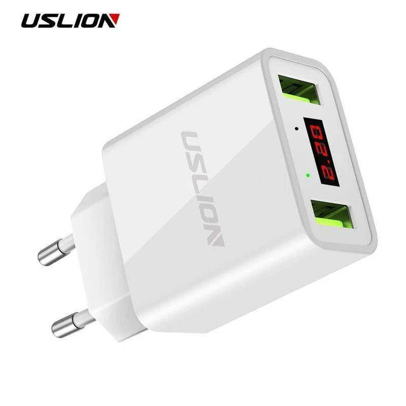 LED-Anzeige 2 USB-Ladegerät, USLION Universal-Handy-Ladegerät für iPhone iPad Samsung Xiaomi 2.2 A Max Ladewand-Ladegerät