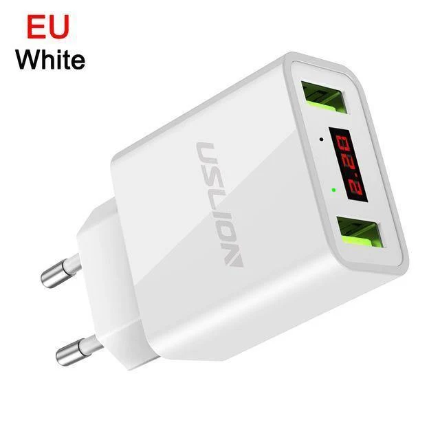 LED-Anzeige 2 USB-Ladegerät, USLION Universal-Handy-Ladegerät für iPhone iPad Samsung Xiaomi 2.2 A Max Ladewand-Ladegerät