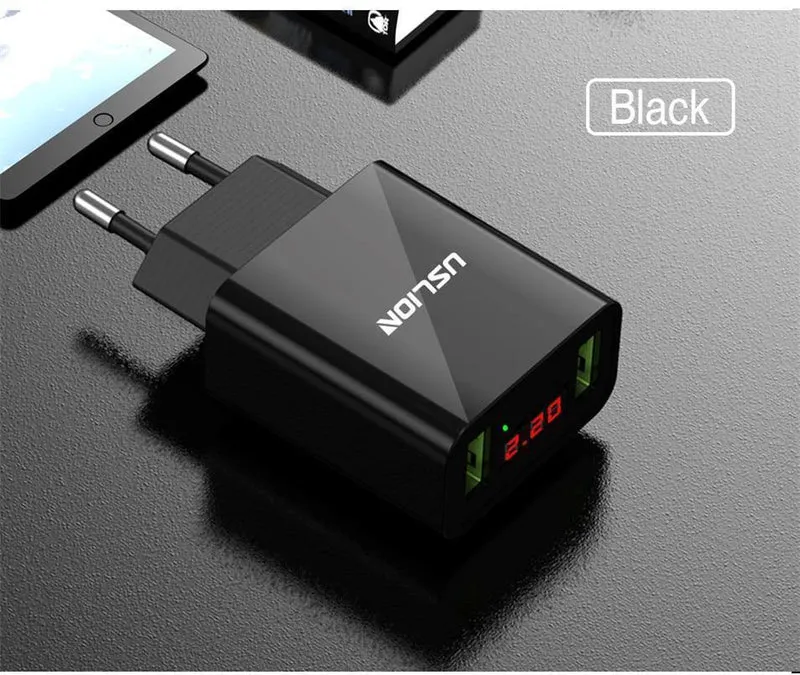 LED-Anzeige 2 USB-Ladegerät, USLION Universal-Handy-Ladegerät für iPhone iPad Samsung Xiaomi 2.2 A Max Ladewand-Ladegerät