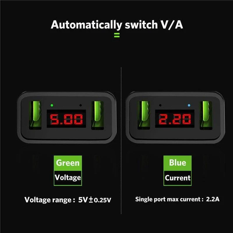LED-Anzeige 2 USB-Ladegerät, USLION Universal-Handy-Ladegerät für iPhone iPad Samsung Xiaomi 2.2 A Max Ladewand-Ladegerät