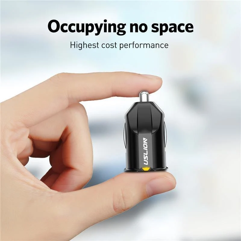 USLION 2.1A Mini-USB-Autoladegerät-Adapter Autoladegerät Handy Dual USB-Autoladegerät Auto Charge 2 Ports für iPhone Samsung