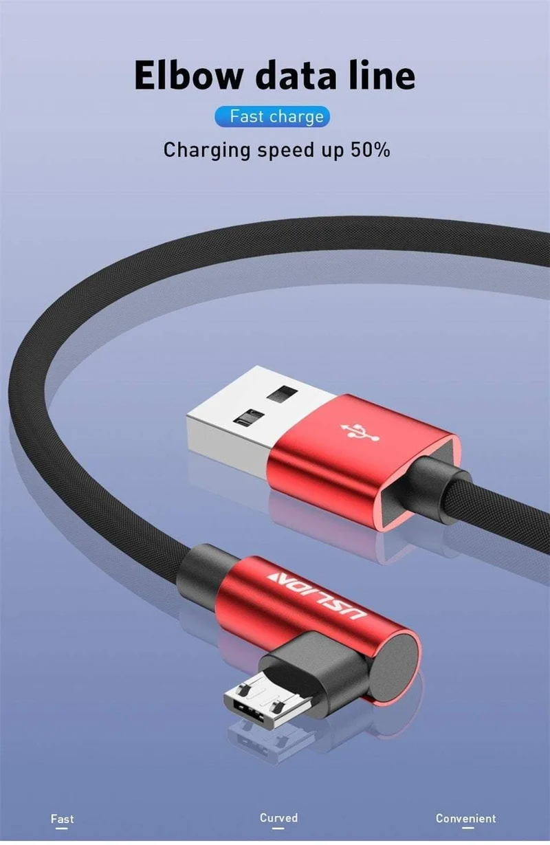 USLION Micro USB Kabel 2A Schnelle Ladegerät 90 Grad Microusb Datenkabel für Samsung Xiaomi LG Tablet Handy USB Lade kabel