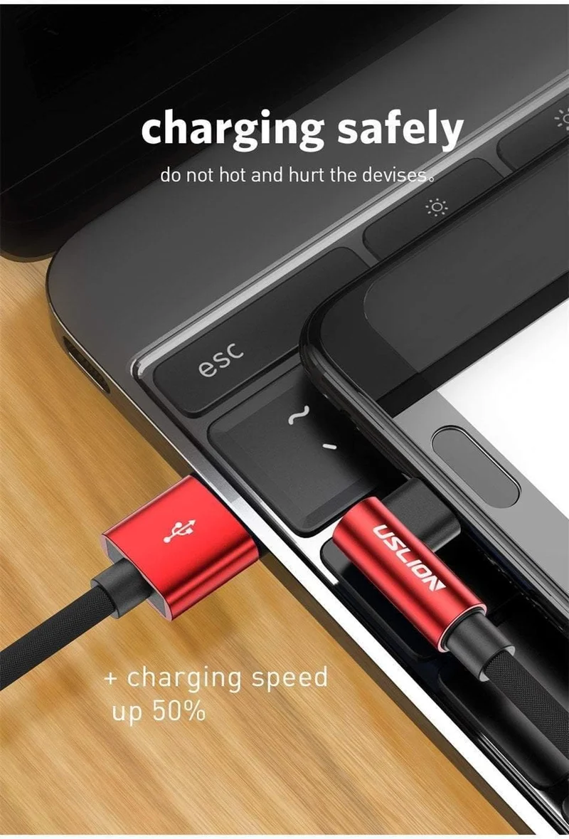 USLION Micro USB Kabel 2A Schnelle Ladegerät 90 Grad Microusb Datenkabel für Samsung Xiaomi LG Tablet Handy USB Lade kabel