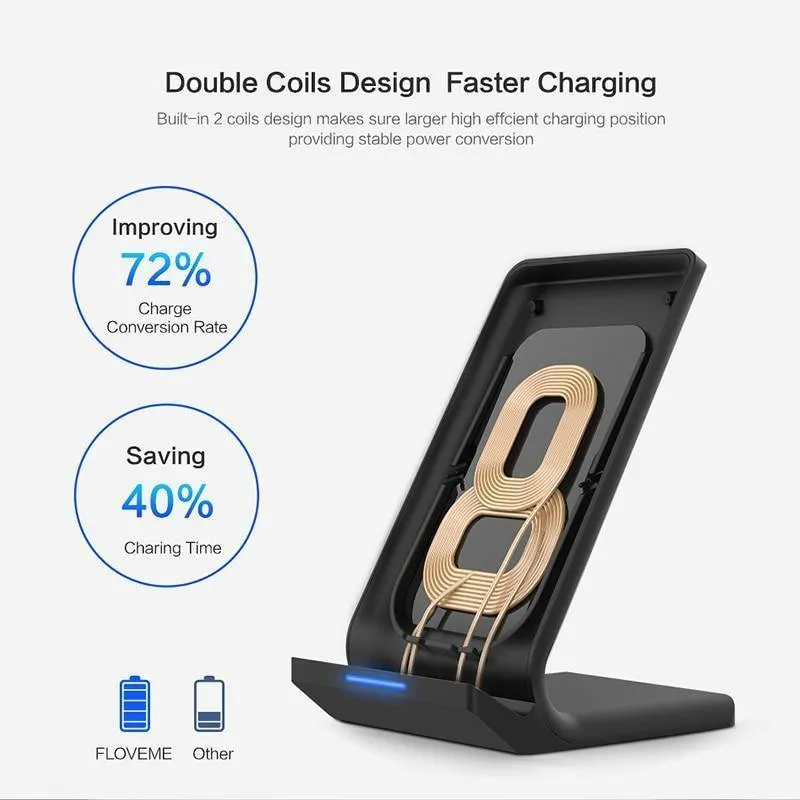 FLOVEME 10W Qi Wireless-Ladegerät für iPhone 8 X Xs für Samsung Galaxy S10 Plus S8 S9 S7 Rand Schnellladegerät Wireless Charging Dock