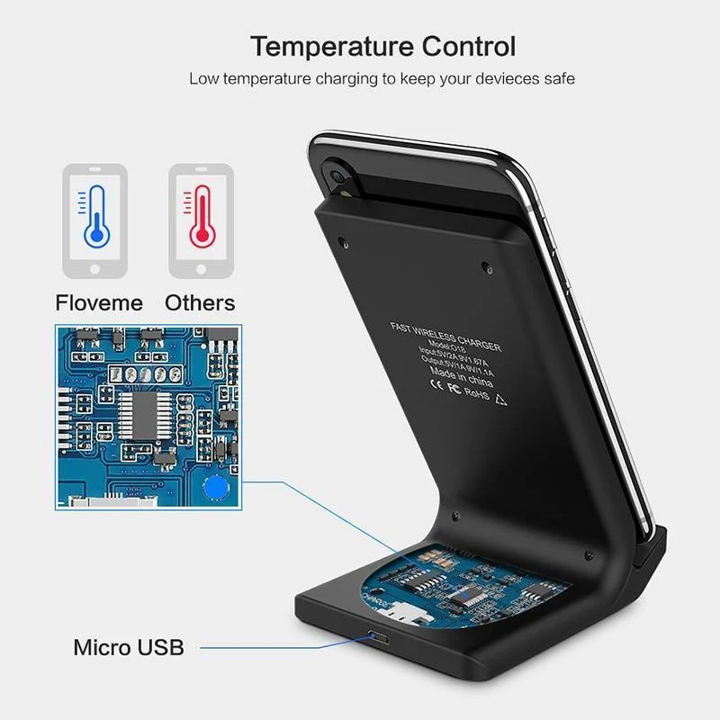 FLOVEME 10W Qi Wireless-Ladegerät für iPhone 8 X Xs für Samsung Galaxy S10 Plus S8 S9 S7 Rand Schnellladegerät Wireless Charging Dock
