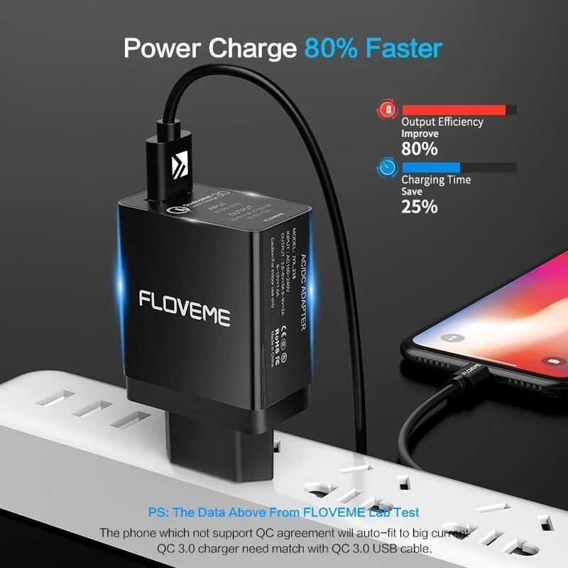 FLOVEME 18W Quick Charge 3.0 USB-Ladegerät und QC 2.0-Wandladegerät für Telefone für iPhone Samsung S8 S9 Xiaomi mi 8 Schnellladegerät für Telefon