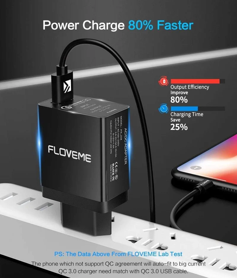 FLOVEME 18W Quick Charge 3.0 USB-Ladegerät und QC 2.0-Wandladegerät für Telefone für iPhone Samsung S8 S9 Xiaomi mi 8 Schnellladegerät für Telefon
